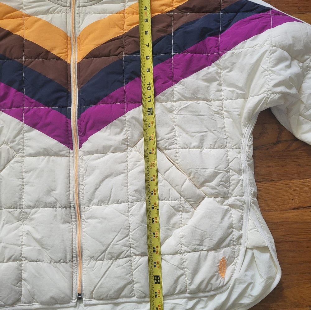 Free People Movement x‎ Hatch Puffer Jacket Ivory Chevron Oversized Medium - Picture 16 of 16